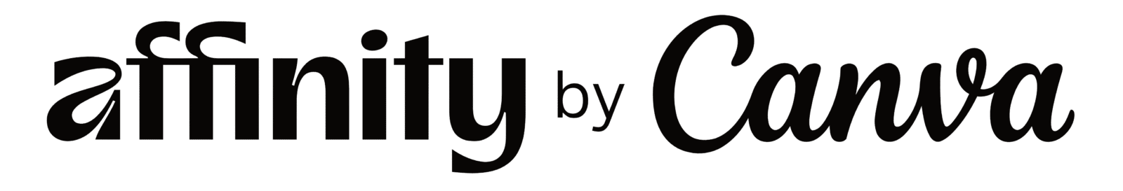 Black text logo reading Affinity by Canva on a transparent background.